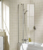 Lakes Classic Square 970mm x 1500mm Twin Panel Hinged Silver Frame Bath Screen - 6mm Clear Glass - SS60S - TAP 'N' SHOWER