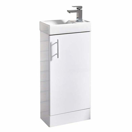 Scudo Lanza Floor Mounted Cloakroom Vanity Unit (Unit Only) - Gloss White - LANZAFLOOR - TAP 'N' SHOWER