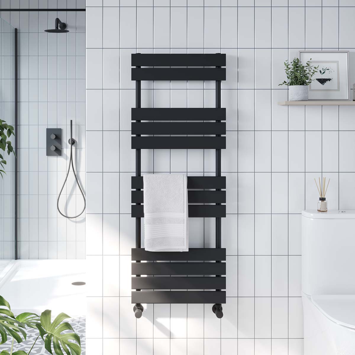 Scudo Life Towel Radiator 650 x 400mm - Black - LI - 65 - 40 - B - TAP 'N' SHOWER