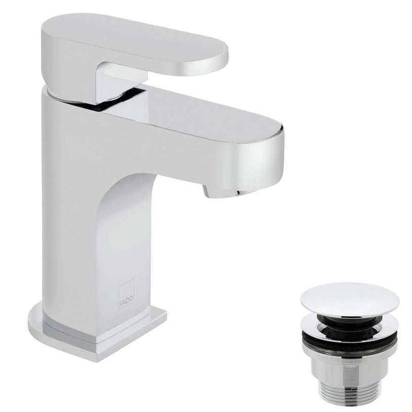 Vado Life Mini Mono Basin Mixer chrome single lever deck mounted tap with clic-clac waste