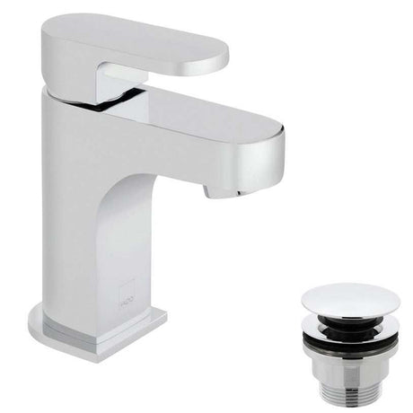 Vado Life Mini Mono Basin Mixer chrome single lever deck mounted tap with clic-clac waste