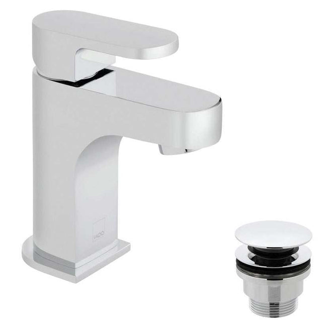 Vado Life Mini Mono Basin Mixer chrome single lever deck mounted tap with clic-clac waste