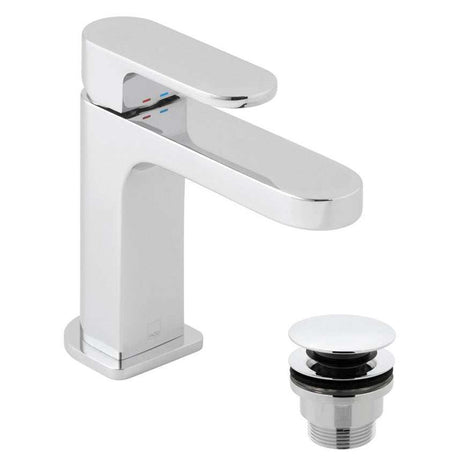 Vado Life Slimline chrome deck mounted single lever basin mixer with universal waste