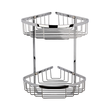 Nuie Storage Chrome Traditional Large 2 Tier Corner Basket - LL308