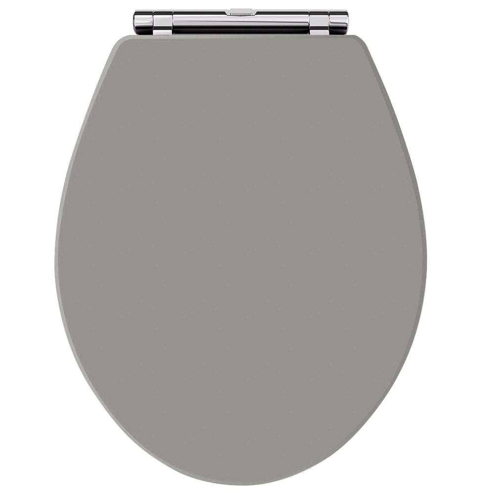 Hudson Reed Traditional Richmond soft close toilet seat in storm grey with chrome hinges