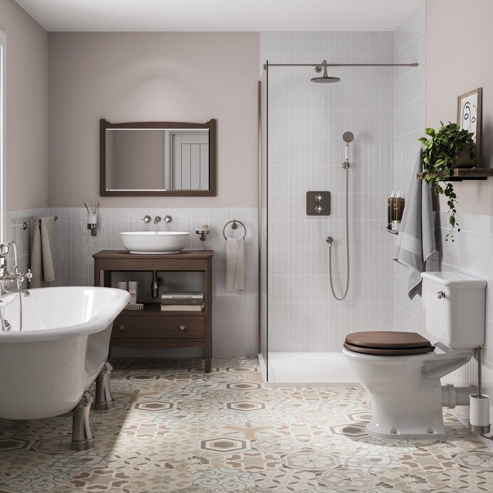 Burlington White Close Coupled WC Pan with S Trap Vertical Outlet - P18 - TAP 'N' SHOWER