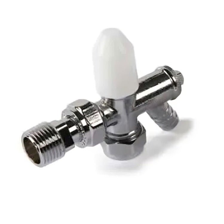Kartell Style Angled Lockshield Valve with Drain - Off 15mm White/Chrome - LSDOSA15 - TAP 'N' SHOWER