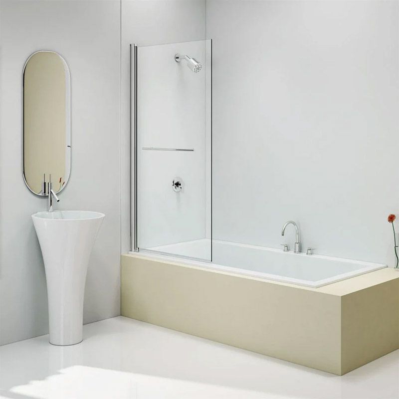 Merlyn Single Square Bath Screen with Towel Rail 800mm - MB2T - TAP 'N' SHOWER