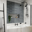 Kudos Inspire Right Three Panel Infold Bath Screen RH 1250mm - Matt Black - 4BASCTRIPRHSMBK - TAP 'N' SHOWER