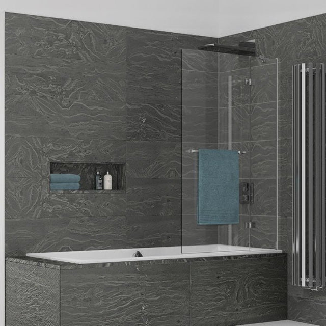 Kudos Inspire 2 Panel Out - Swing Bath Screen with Towel Rail 1500 x 950mm RH - 8mm Glass - 4BASC2PO8R - TAP 'N' SHOWER