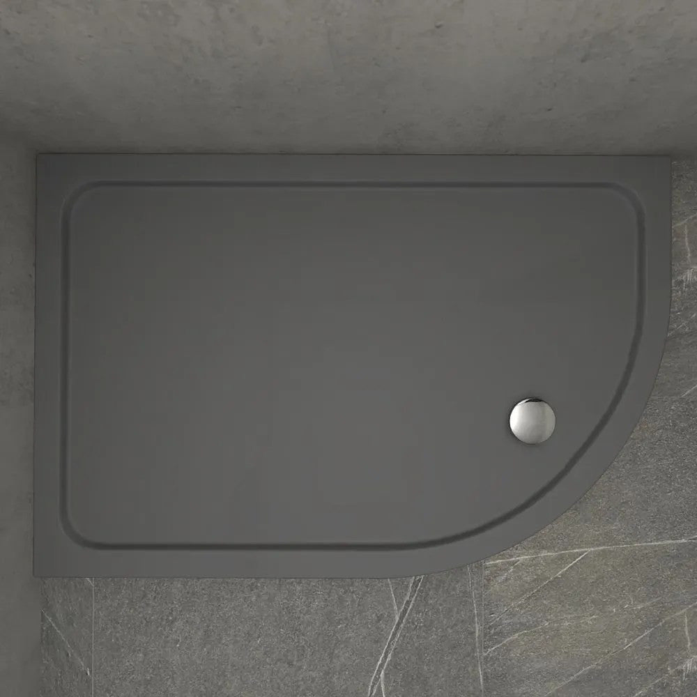 Kudos Kstone LH Slip Resistant Offset Quadrant Shower Tray 1200 x 900mm - Slate Grey - KSQ12090LHSRGR - TAP 'N' SHOWER