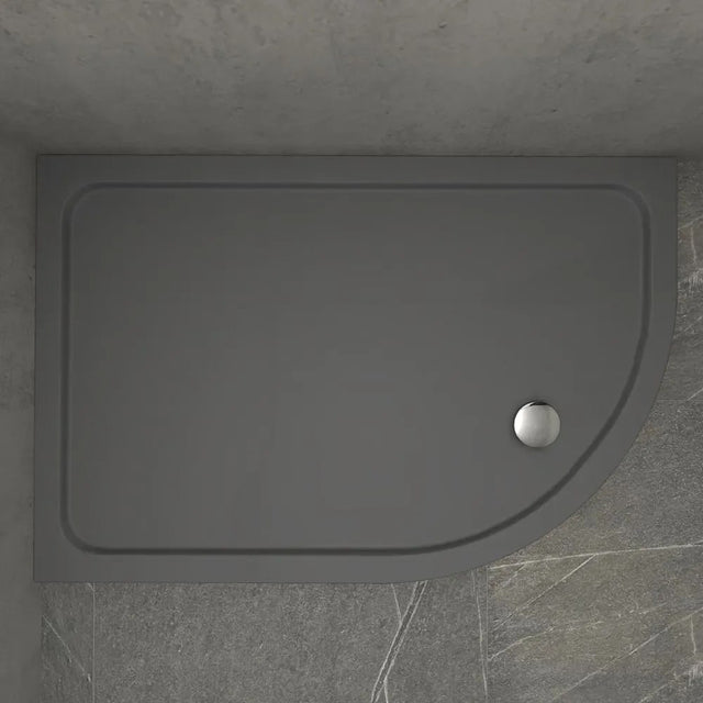 Kudos Kstone LH Slip Resistant Offset Quadrant Shower Tray 1200 x 900mm - Slate Grey - KSQ12090LHSRGR - TAP 'N' SHOWER