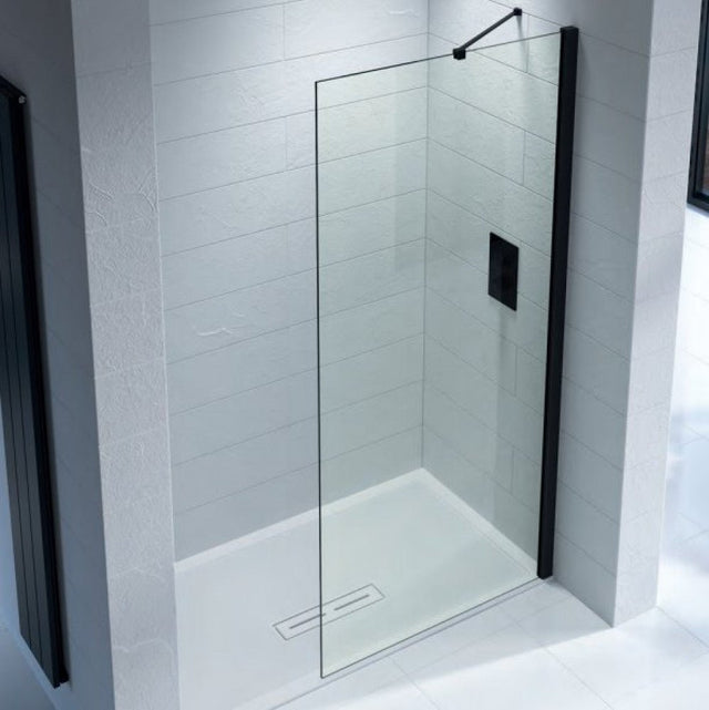 Kudos Ultimate 2 Wetroom Panel 8mm Glass with Matt Black Profile 800mm - Clear - 5WP800/10WPKMBK - TAP 'N' SHOWER