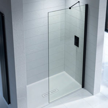 Kudos Ultimate 2 Wetroom Panel 10mm Glass with Matt Black Profile 400mm - Clear - 10WP400/10WPKMBK - TAP 'N' SHOWER