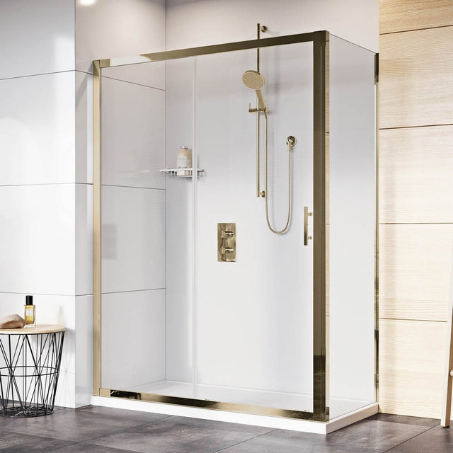 Roman Innov8 Sliding Shower Door for Alcove 1200mm - Brushed Brass - N2T1213BBR - TAP 'N' SHOWER