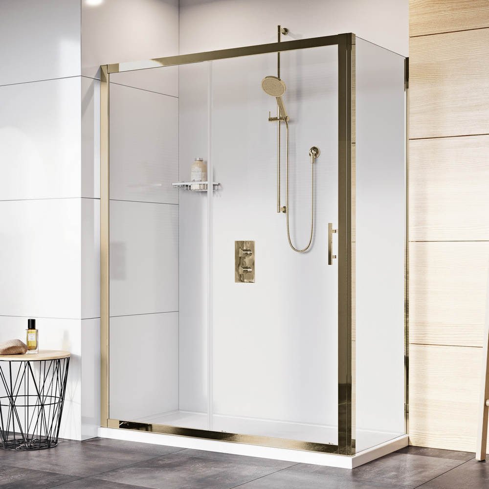 Roman Innov8 Sliding Shower Door Alcove Fitting 1500mm - Brushed Brass - N2T1513BBR - TAP 'N' SHOWER