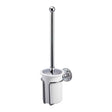 Wall mounted white and chrome toilet brush and holder with durable construction and elegant design