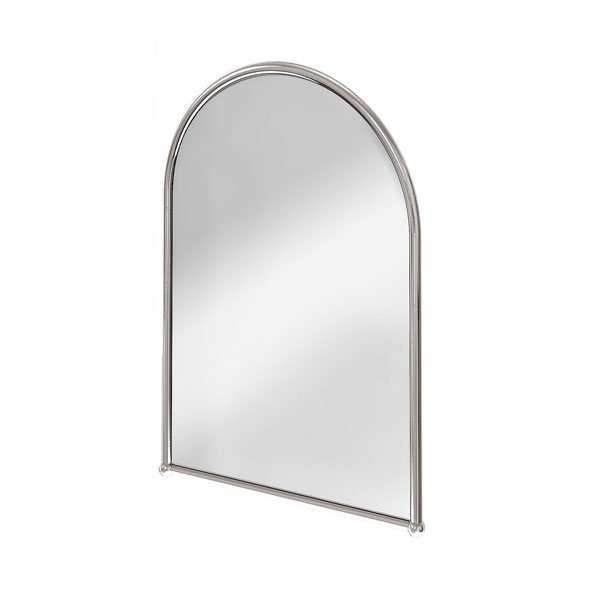 Burlington Traditional chrome arched bathroom mirror 700mm high x 500mm wide with durable chrome finish