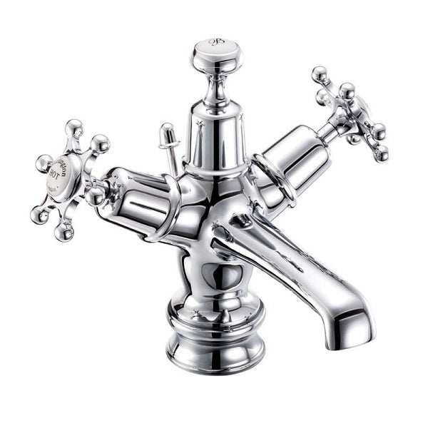 Burlington Birkenhead Regent traditional chrome dual handle mono basin mixer tap with pop-up waste