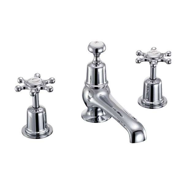Burlington Birkenhead thermostatic 3 hole chrome basin mixer with pop-up waste