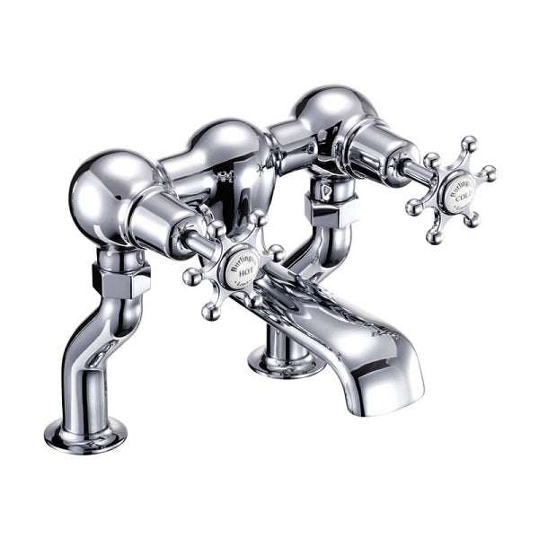 Burlington Birkenhead Traditional chrome pillar mounted bath filler tap with classic cross handles