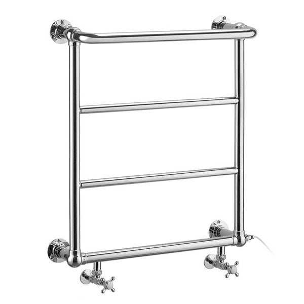 Burlington Cleaver 720mm high chrome towel rail with three bars and easy wall mounting for warm, dry towels.