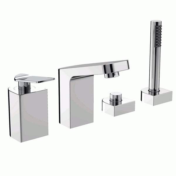Bristan Alp Modern chrome finished 4-hole pillar-mounted bath shower mixer tap set with solid brass construction