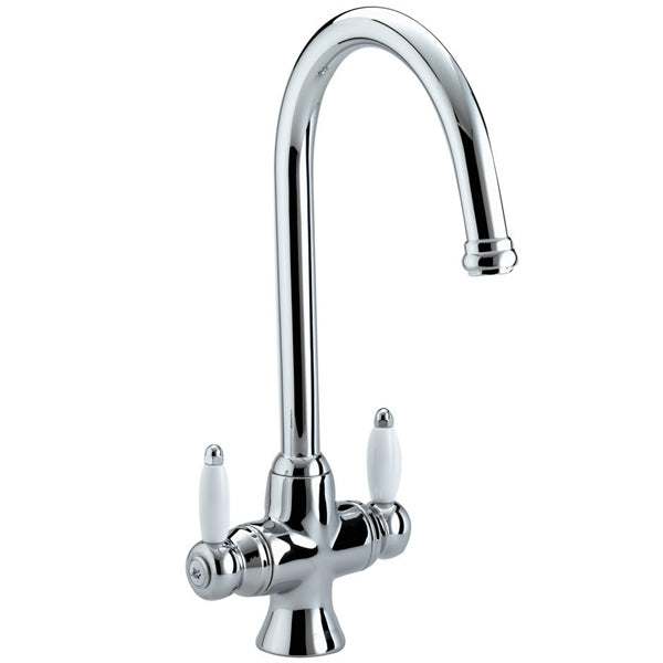 Bristan Renaissance EasyFit Dual Handle Mono Kitchen Sink Mixer in chrome with sleek finish and easy installation