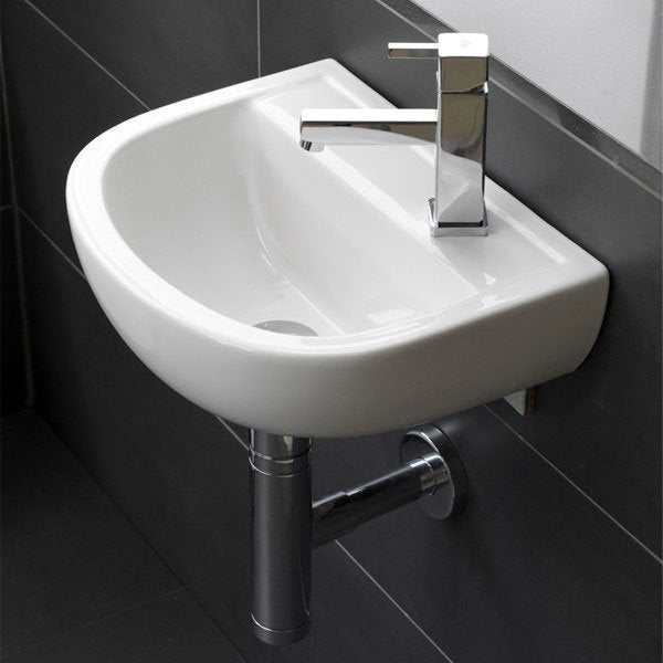 RAK Compact Special Needs 1 RH Tap Hole  Cloakroom Curved Basin 380mm Wide - White - COM38BASSN1R