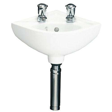 RAK Compact 2 Tap Hole Corner Cloakroom Curved Basin 440mm Wide - Whit