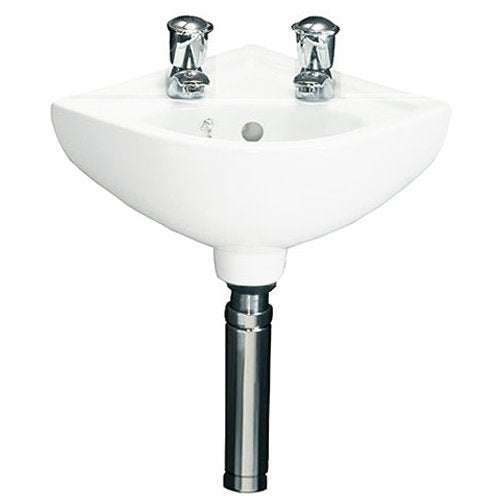 RAK Compact 2 Tap Hole Corner Cloakroom Curved Basin 440mm Wide - Whit