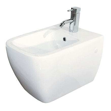 RAK Metropolitan 1 Tap Hole Wall Hung Bidet 525mm Projection - White - METWHBID