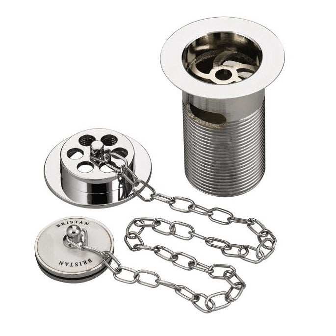 Bristan Traditional Slotted Bath Waste with Porcelain Plug - Chrome -