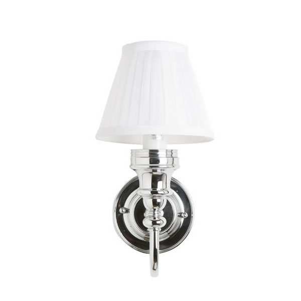 Burlington 285mm high ornate bathroom wall light with chrome finish and white shade
