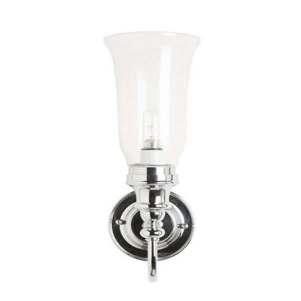 Burlington 355mm high ornate bathroom wall light with chrome finish and clear glass shade