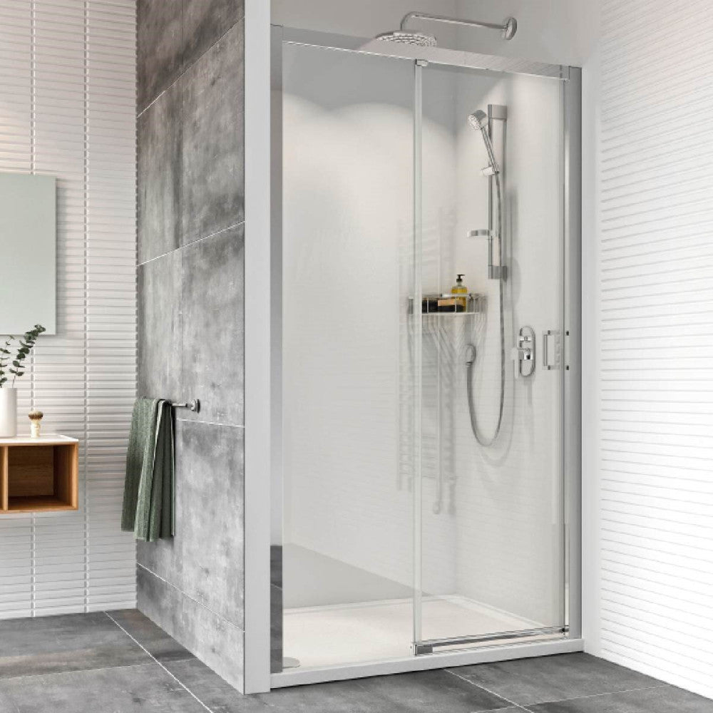 Roman Haven8 Level Access Right Hand Sliding Shower Door 1400mm - Bright Silver - H4LER14CS - TAP 'N' SHOWER