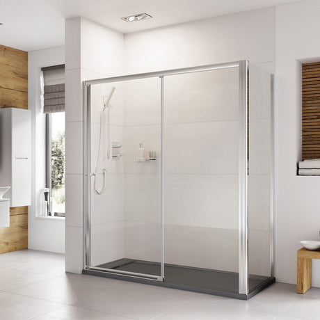 Roman Haven Level Access Left Hand Sliding Shower Door 1100mm - Chrome - H3LEL11CS - TAP 'N' SHOWER