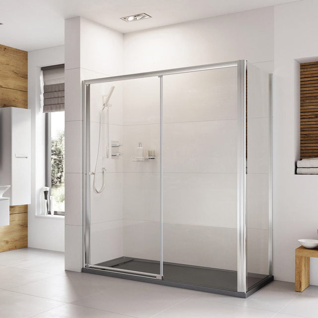 Roman Haven Level Access Left Hand Sliding Shower Door 1100mm - Chrome - H3LEL11CS - TAP 'N' SHOWER
