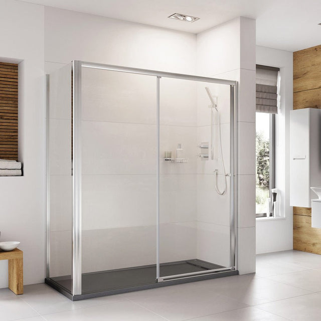 Roman Haven Level Access Right Hand Sliding Shower Door 1400mm - Chrome - H3LER14CS - TAP 'N' SHOWER