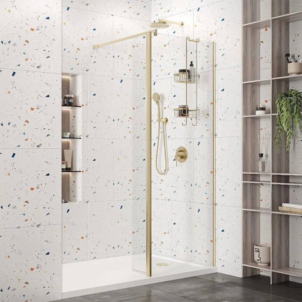 Roman Haven 8mm Glass Wetroom Panel 900mm - Brushed Brass - H8SP9CBR - TAP 'N' SHOWER
