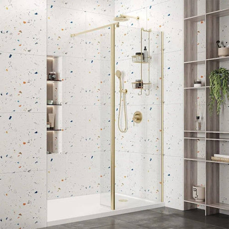 Roman Haven Select 10mm Glass Wetroom Panel 1200mm - Brushed Brass - H10SP12CBR - TAP 'N' SHOWER