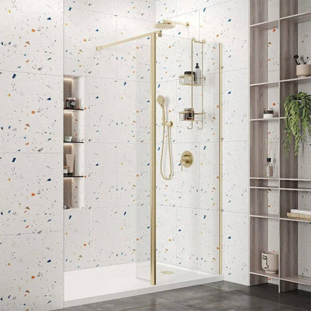 Roman Haven Select 10mm Glass Wetroom Panel 1200mm - Brushed Brass - H10SP12CBR - TAP 'N' SHOWER