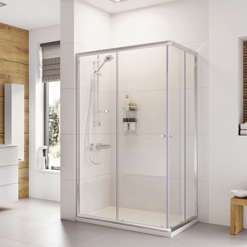 Roman Haven6 Offset Corner Shower Enclosure 800 x 1000mm - Polished Silver - H3C810CS - TAP 'N' SHOWER