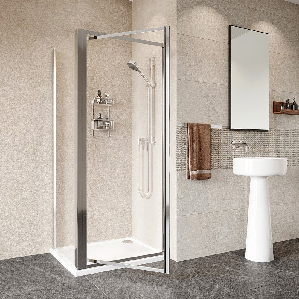 Roman Haven Framed Pivot Shower Door 700mm - Silver - H5P7CS - TAP 'N' SHOWER