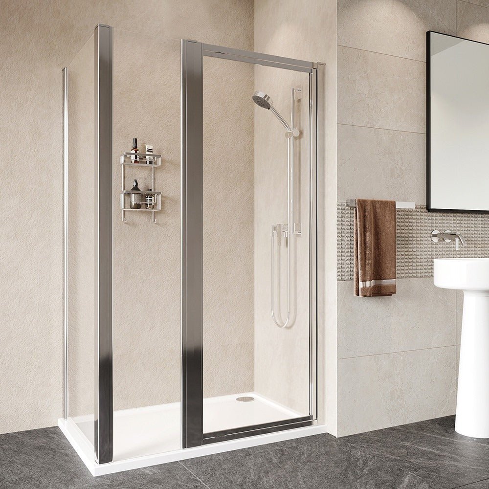Roman Haven Framed Side Panel 900mm - Silver - H5R9CS - TAP 'N' SHOWER