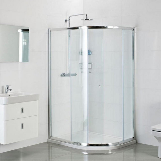 Roman Haven One Door Offset Quadrant Shower Enclosure 800 x 1000mm - Polished Silver - H3SQ810CS - TAP 'N' SHOWER