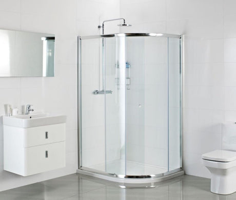 Roman Haven One Door Offset Quadrant Shower Enclosure 900 x 1200mm - Polished Silver - H3SQ129CS - TAP 'N' SHOWER