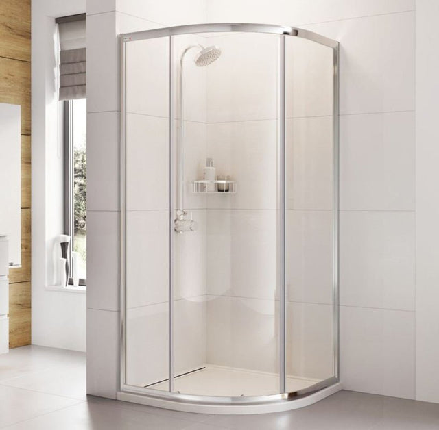 Roman Haven One Door Offset Quadrant Shower Enclosure 1000mm - Polished Silver - H3SQ10CS - TAP 'N' SHOWER