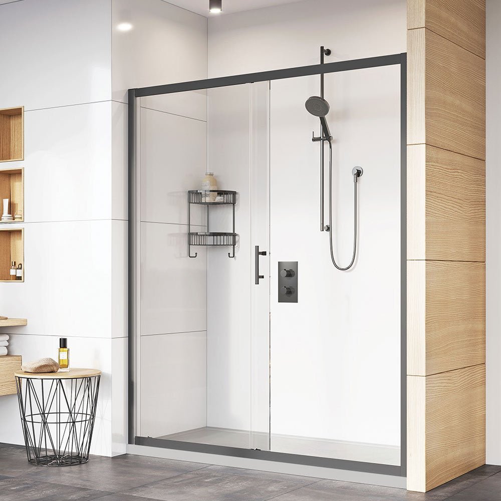 Roman Innov8 Sliding Shower Door Alcove Fitting 1200mm - Matt Black - N2T1213B - TAP 'N' SHOWER
