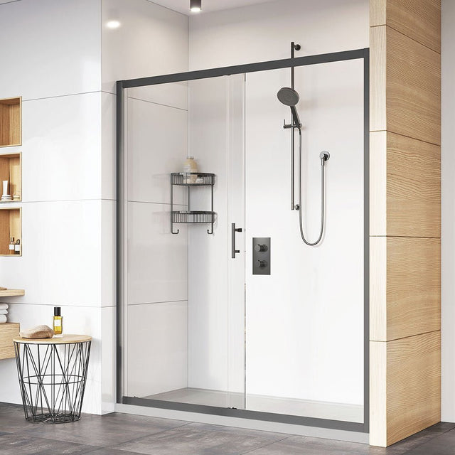 Roman Innov8 Sliding Shower Door Alcove Fitting 1200mm - Matt Black - N2T1213B - TAP 'N' SHOWER